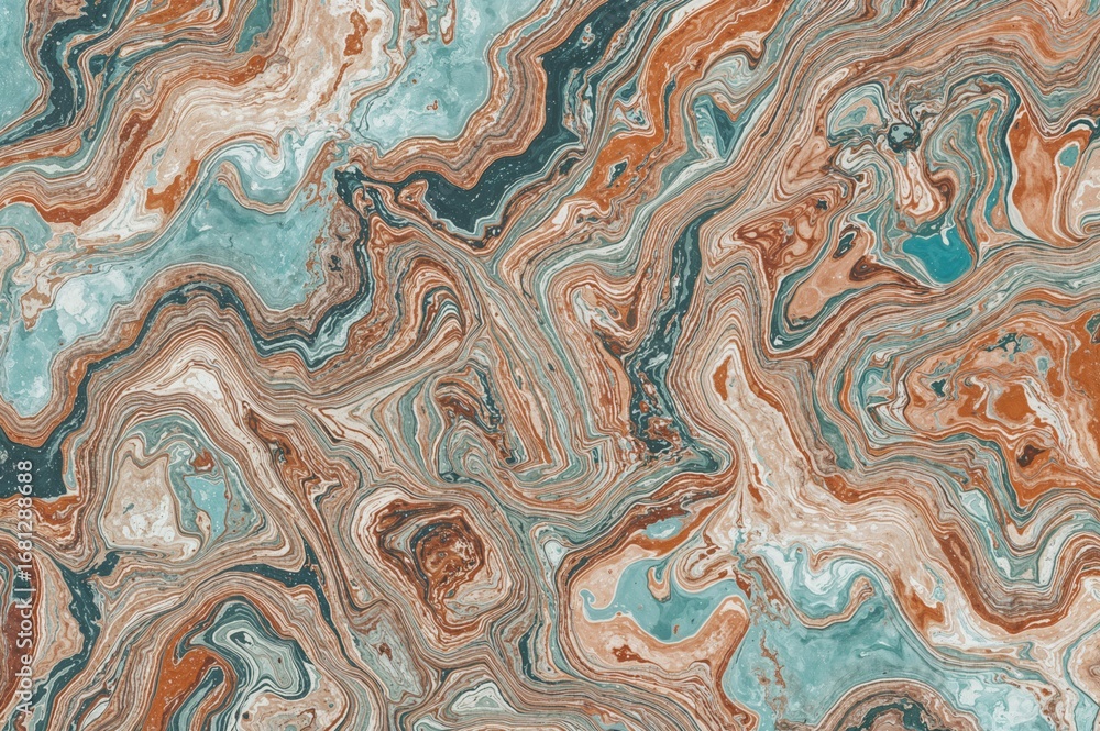 Fototapeta premium Abstract liquid marble artwork. Continuous pattern, 2D graphic, suitable for textile printing and home decor.