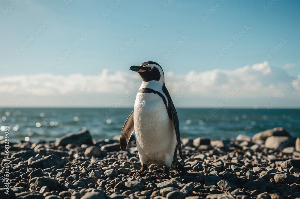 Obraz premium Penguin species native to southern coastal regions