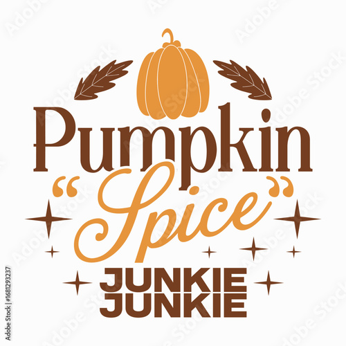Pumpkin spice Friendsgiving celebration typography design, Autumn harvest session lettering art, Happy Thanksgiving quotes vector graphic, Grateful and thankful fall t-shirt print