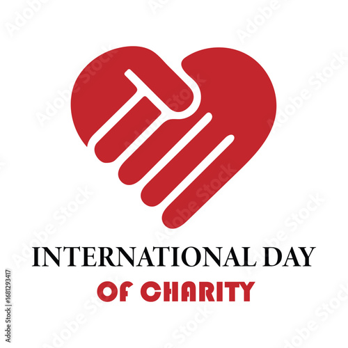 International Day of Charity. Heart-shaped hands illustration. Charity day design for social media, greeting card, stock illustration.