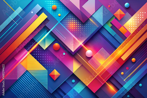 Abstract Geometric Shapes Colorful Background Digital Art
