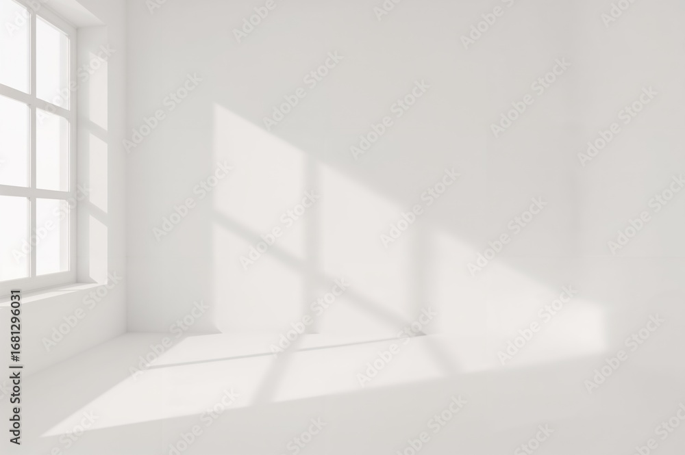 Simple Bright Room Featuring Gentle Window Shadows Ideal for Showcasing Products Simple Bright Room Featuring Gentle Window Shadows Ideal for Showcasing Products