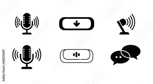 Wallpaper Mural Dynamic icons for podcasting, audio recording, communication, and digital content creation, perfect for broadcasting and media platforms. Torontodigital.ca