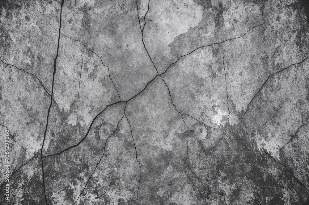 Fototapeta premium Scratched and cracked metal surface with black and white effect