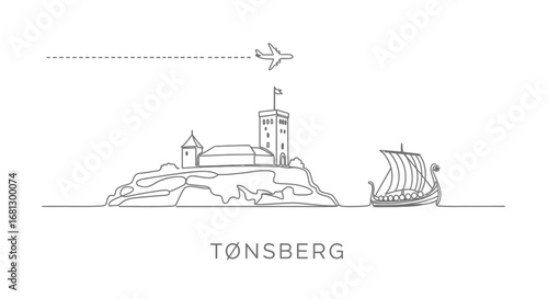Tonsberg Norway Minimalist Line Art