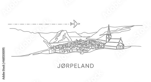 Jorpeland Norway Minimalist Line Art