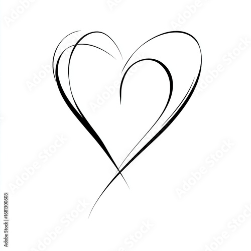 Simple black heart graphic with flowing lines