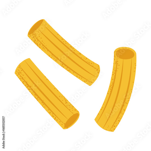 Ziti rigati pasta, ideal for food blogs, restaurant menus, or Italian cuisine designs.
