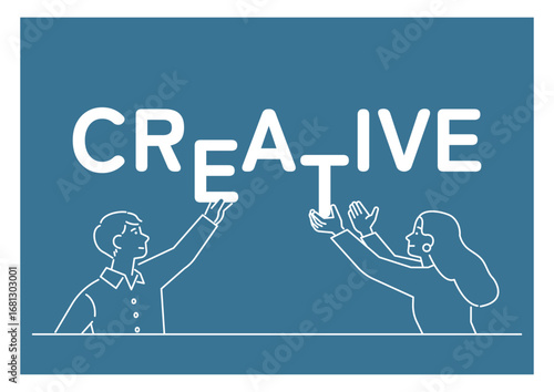 クリエイティブを表現する人物のイラスト