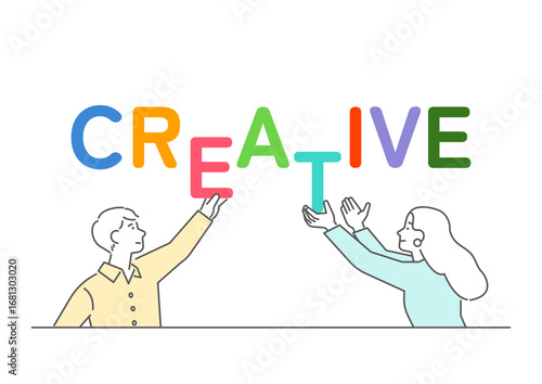 クリエイティブを表現する人物のイラスト
