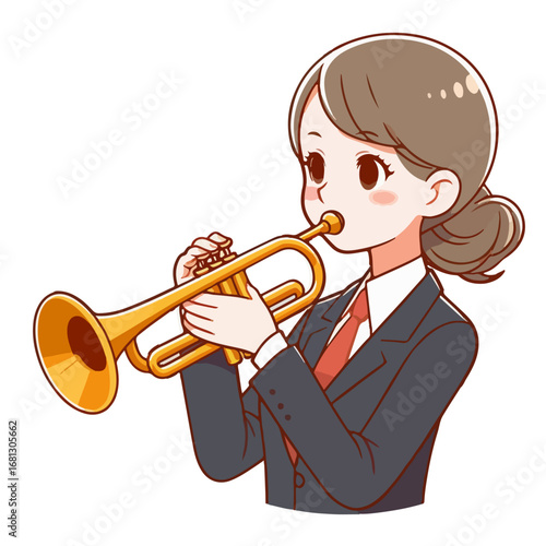 premium vector illustration of a person blowing a trumpet