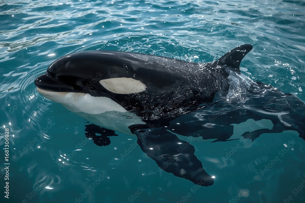 Fototapeta premium Orcinus orca swimming in northern waters