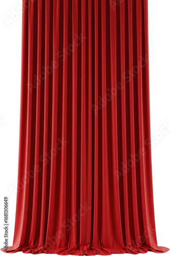 Vibrant Red Velvet Stage Curtain with Elegant Vertical Drapes and Rich Fabric Texture