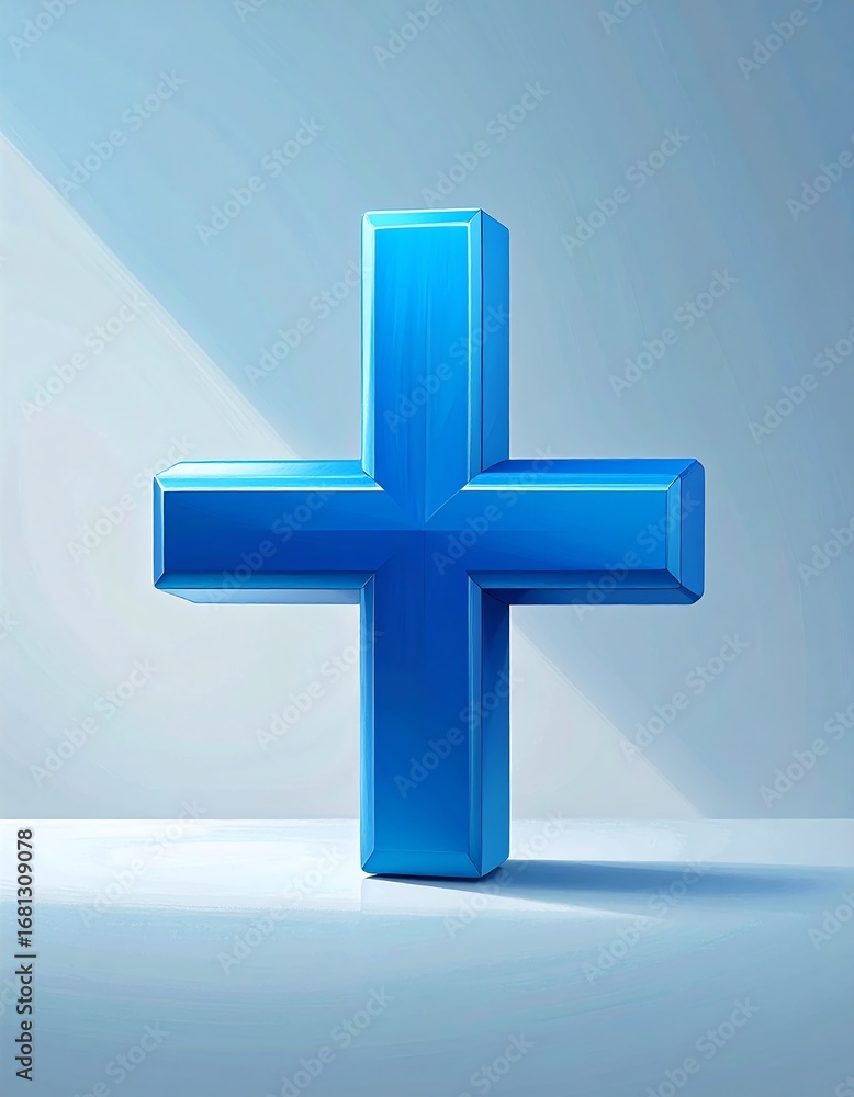 Obraz premium 3D plus symbol, vibrant blue