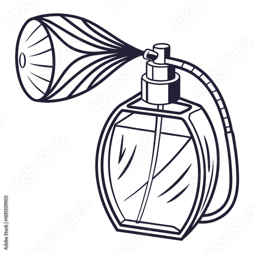 Vector art of elegant perfume bottle with atomizer