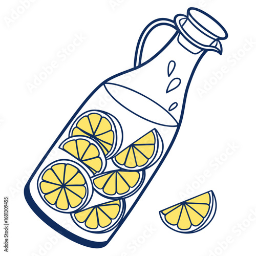 Vector art of lemonade in a glass pitcher with lemon slices
