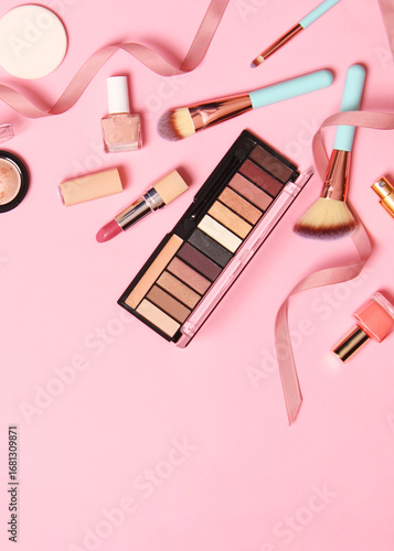 Wallpaper Mural professional makeup tools. Makeup products. A set of various products for makeup. Vertical photo format Torontodigital.ca