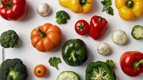 Raw Vegetables Arranged Neatly on White Table