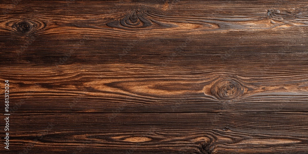Naklejka premium Close-up view of dark brown wooden planks (2)
