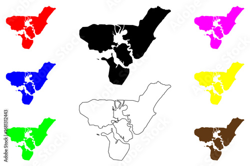 Mombasa city (Republic of Kenya) map vector illustration, scribble sketch Mombasa map