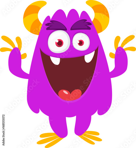 Cartoon funny monster character design with funny face expression. Halloween vector illustration 