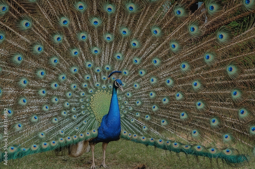 Obraz premium Male peafowl courting the female