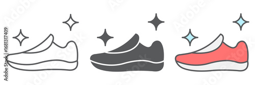 Shoe cleaning line icon, dry cleaning and wash, run shoes sign vector graphics, editable stroke linear icon, eps 10