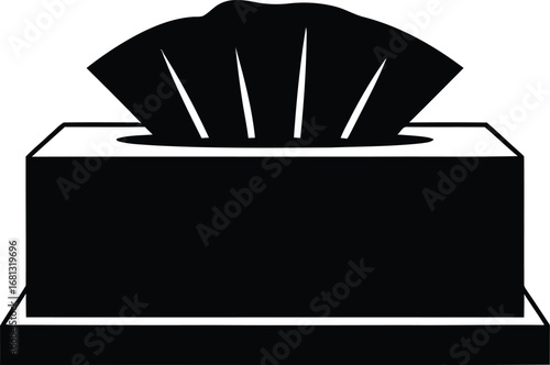 Black silhouette of a tissue box with tissues protruding from the top