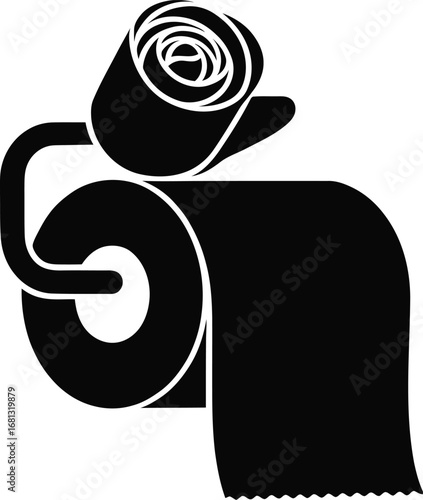 Black silhouette of a toilet paper roll holder with a full roll and a partial roll
