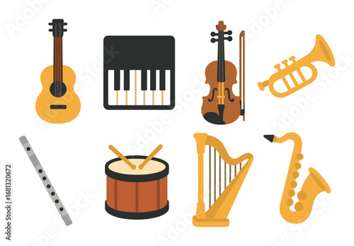 Autumn harvest icons: scarecrow, lantern, apples, and more in warm tones