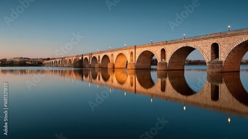 Stone bridge reflection dawn