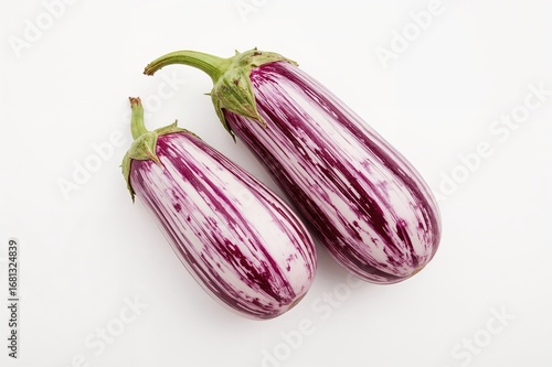 Wallpaper Mural Two raw striped purple eggplants on a plain white surface Torontodigital.ca