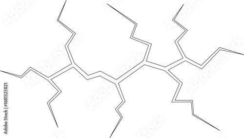 "Broken crack floor icon representing structural damage, symbol of destruction and fracture, minimal black vector design showing cracked surface, abstract shattered ground effect for industry themes,