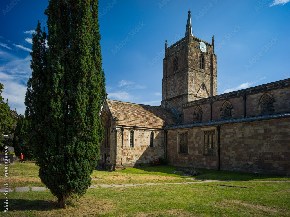 Fototapeta premium Wirksworth, England, United Kingdom, 25th August 2025, view of St Mary the Virgin Parish Church