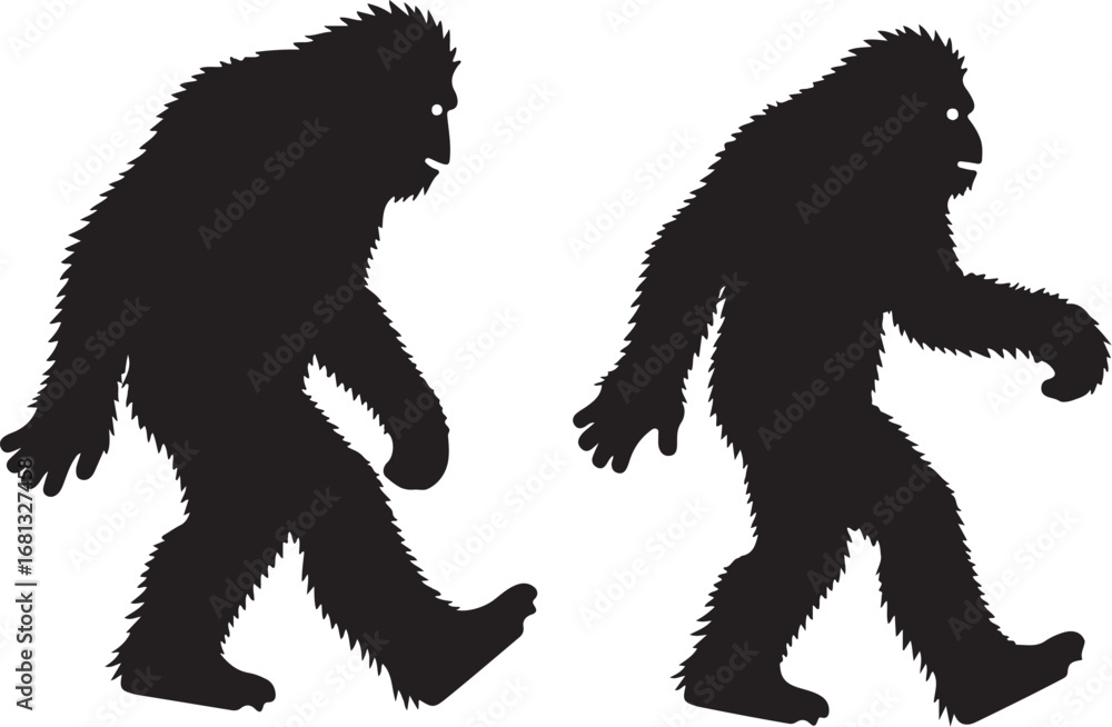 Obraz premium Bigfoot Sasquatch Yeti Walking Silhouette Bundle