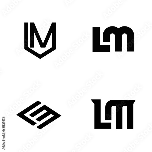 Set of Four Modern LM Monogram Logo Designs for Branding and Corporate Identity