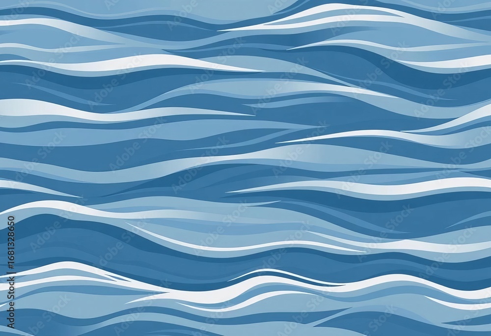 Wavy, chunky, uneven horizontal sea wave border Abstract marine geometric repeat pattern, ideal for nautical designs,  green,  digital