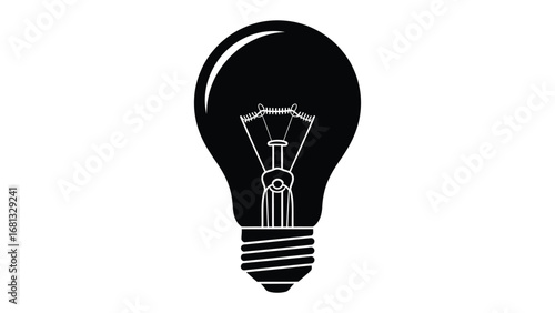 Illuminating Innovation: A simple yet powerful graphic of an electric light bulb, rendered in a striking minimalist style, representing the spark of an idea and the essence of technological progress.