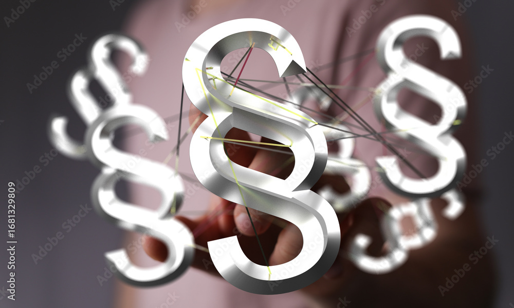 Fototapeta premium Abstract image of interconnected paragraph symbols, representing legal networks, collaboration, or complex regulations.