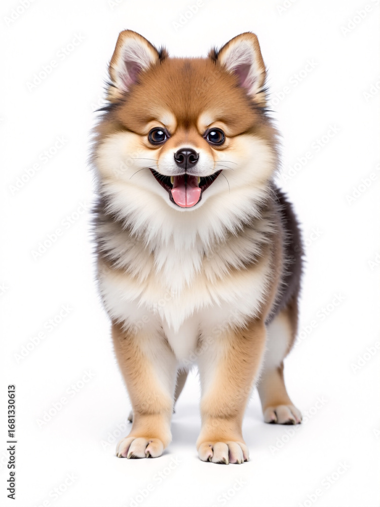 Obraz premium a smiling black cream brown golden yellow orange Pomeranian puppy dog