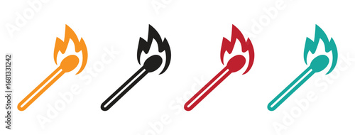 Spark creativity and ignite new ideas with this dynamic set of colorful match icons. Perfect for representing inspiration, breakthroughs, and fresh starts in your projects.