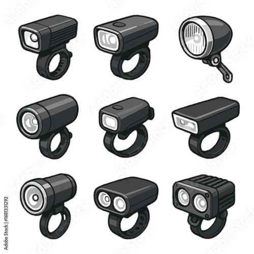 Collection icon performance bike bicycle lamp commuter light detachable classic vector cycling
