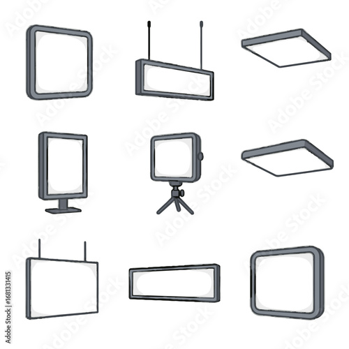 Hanging led vector frameless rectangular dimmable commercial icon wall panel