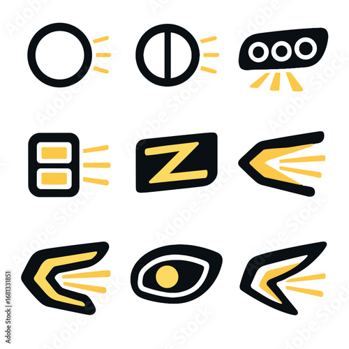 Boomerang variations triple vector full halo icon headlight beam arrow quad