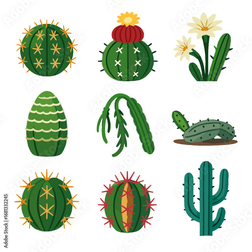 Icon cactus beehive tail desert variety vector devil myrtle sea cap grid