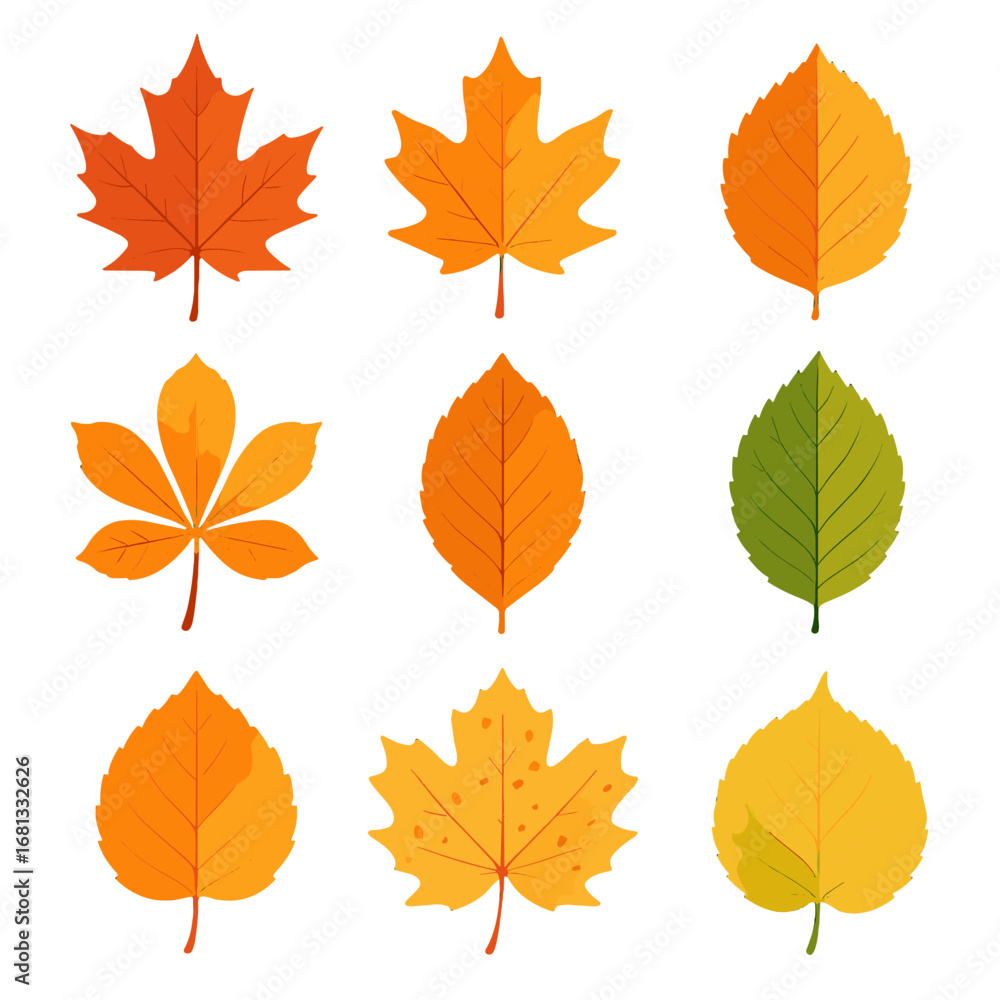 Obraz premium Tinted leaf gradient ombre icon elm chestnut sycamore aspen vibrant autumn vector