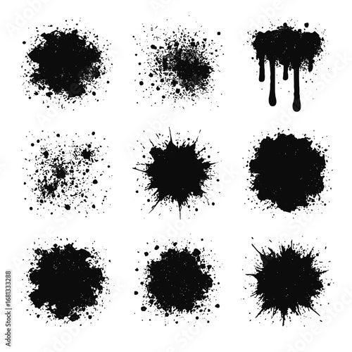 Random rough icon grunge dripping clouds vector uneven stains blotches grid chaotic