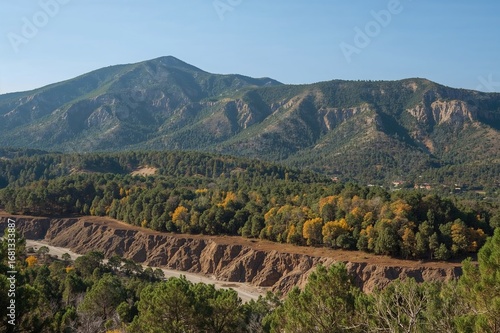Rehabilitation of an abandoned open-pit copper mine site with forest growth on reclaimed waste heaps