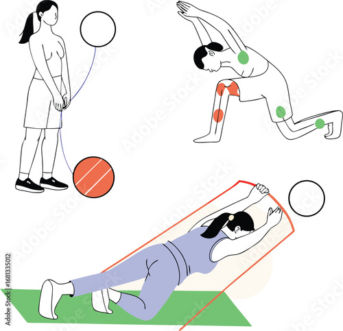 People performing fitness exercises with equipment showing a balanced workout routine for healthy living