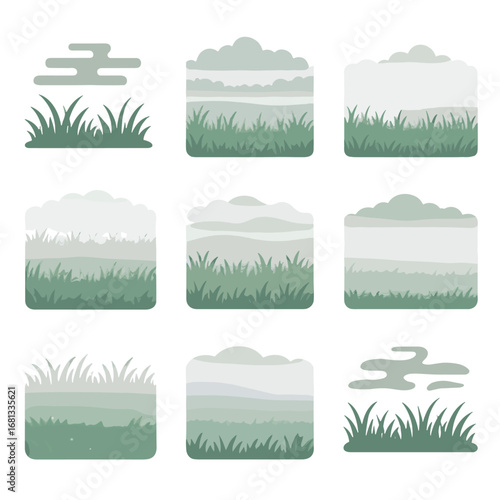 Vector mist icon foggy vectors pasture vapor grass morning haze field drift